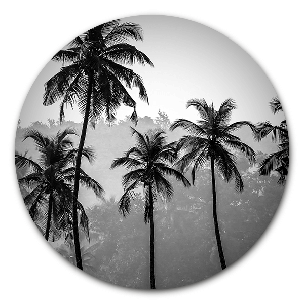 gedragen kompas zoeken Muurcirkel Palm Trees - ronde botanische wanddecoratie | WallCatcher