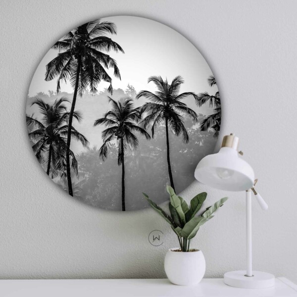 Muurcirkel Palmen - ronde botanische wanddecoratie