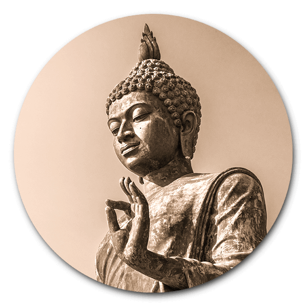Dek de tafel Natuur Lounge Muurcirkel Statue buddha - mooie ronde muurdecoratie | WallCatcher