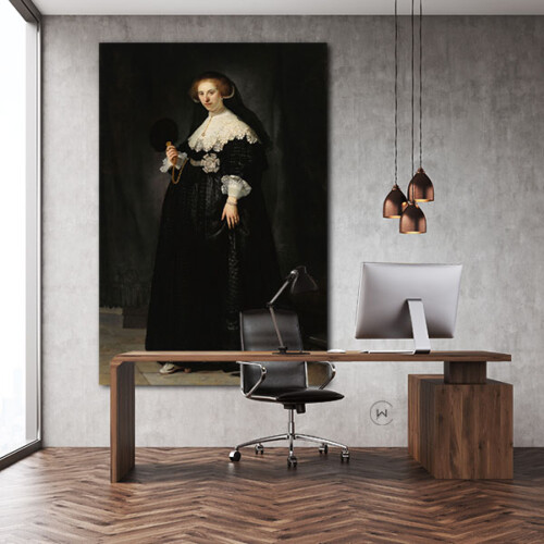 Portret van Oopjen Coppit - Rembrandt van Rijn voor op kantoor